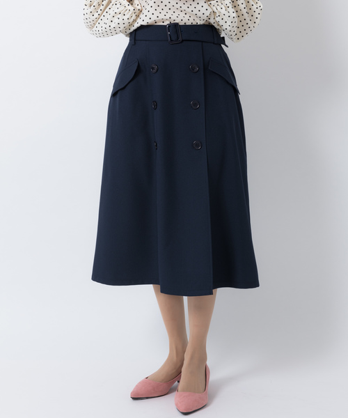 Rewde（ルゥデ）の「ﾄﾚﾝﾁｽｶｰﾄ（8R10-02007B）（スカート・レディース・ブルー/ベージュ/ネイビー・L/M/S）」の10枚目の写真