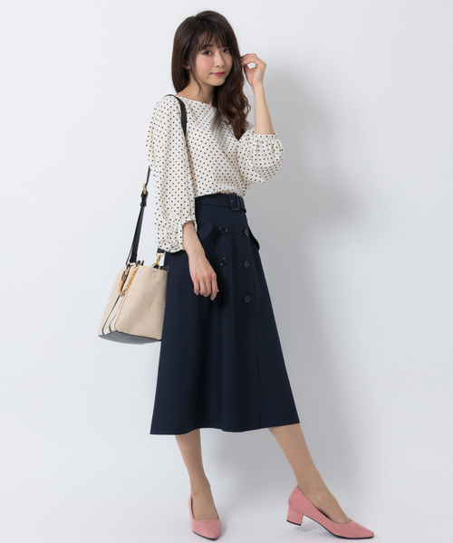 Rewde（ルゥデ）の「ﾄﾚﾝﾁｽｶｰﾄ（8R10-02007B）（スカート・レディース・ブルー/ベージュ/ネイビー・L/M/S）」の12枚目の写真