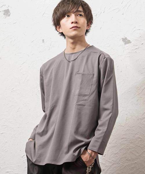 MinoriTY(マイノリティ)の「ルーズシルエット9分袖プルオーバーシャツ 半端袖(シャツ/ブラウス・メンズ・ブラック/ストライプ/ネイビー/グレー・L/M)」の1枚目の写真