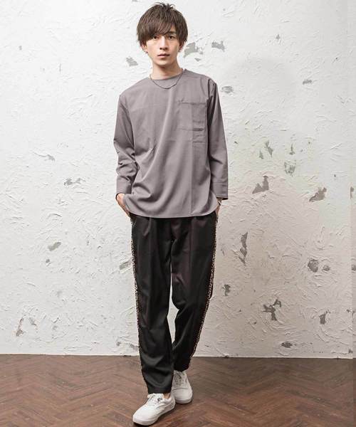 MinoriTY(マイノリティ)の「ルーズシルエット9分袖プルオーバーシャツ 半端袖(シャツ/ブラウス・メンズ・ブラック/ストライプ/ネイビー/グレー・L/M)」の6枚目の写真