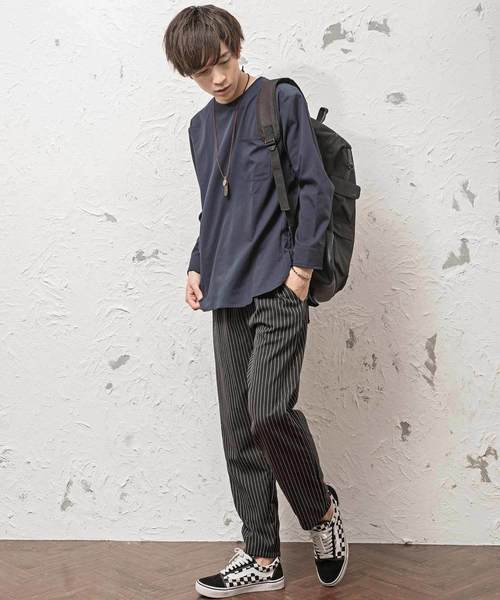 MinoriTY(マイノリティ)の「ルーズシルエット9分袖プルオーバーシャツ 半端袖(シャツ/ブラウス・メンズ・ブラック/ストライプ/ネイビー/グレー・L/M)」の7枚目の写真