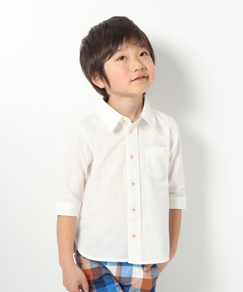 GLOBAL WORK（グローバルワーク）の「【GLOBAL WORK】メンアサシャツ/7分袖（シャツ/ブラウス・キッズ・グリーン/ブルー/パープル/ホワイト・X-LARGE/LARGE/SMALL/MEDIUM）」の2枚目の写真