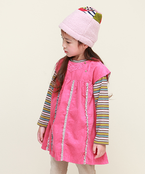 RAGMART（ラグマート）の「シャツコールチュニックワンピース（ワンピース・キッズ・ベージュ/ピンク/イエロー・110cm/100cm/120cm/130cm）」の3枚目の写真