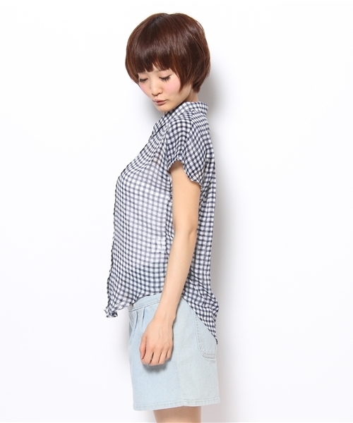 CIAOPANIC（チャオパニック）の「《WEB限定SALE価格》【Ciaopanic】チェックシフォンS/S（シャツ/ブラウス・レディース・ブラック/グレー/ブルー・FREE）」の10枚目の写真