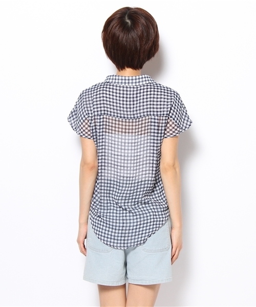 CIAOPANIC（チャオパニック）の「《WEB限定SALE価格》【Ciaopanic】チェックシフォンS/S（シャツ/ブラウス・レディース・ブラック/グレー/ブルー・FREE）」の4枚目の写真