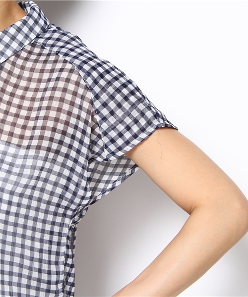 CIAOPANIC（チャオパニック）の「《WEB限定SALE価格》【Ciaopanic】チェックシフォンS/S（シャツ/ブラウス・レディース・ブラック/グレー/ブルー・FREE）」の11枚目の写真