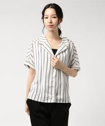 archives | ストライプワイドカラー半袖シャツ(シャツ/ブラウス)