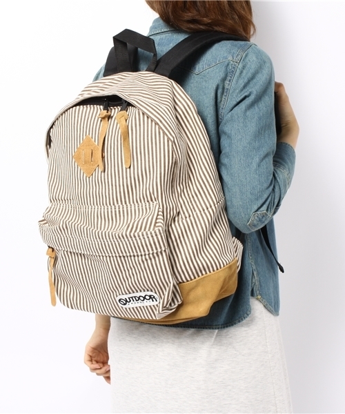 OUTDOOR PRODUCTS（アウトドアプロダクツ）の「[アウトドア]OUTDOOR ストライプバックパック（バックパック/リュック・レディース・ブラウン/ネイビー・フリー）」の9枚目の写真