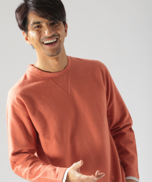 BAYFLOW（ベイフロー）の「キモウフェイクレイヤードプルオーバー（Tシャツ/カットソー・メンズ・ベージュ/ネイビー/オフホワイト/オレンジ・SMALL/MEDIUM/LARGE）」の4枚目の写真