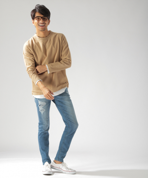 BAYFLOW（ベイフロー）の「キモウフェイクレイヤードプルオーバー（Tシャツ/カットソー・メンズ・ベージュ/ネイビー/オフホワイト/オレンジ・SMALL/MEDIUM/LARGE）」の6枚目の写真