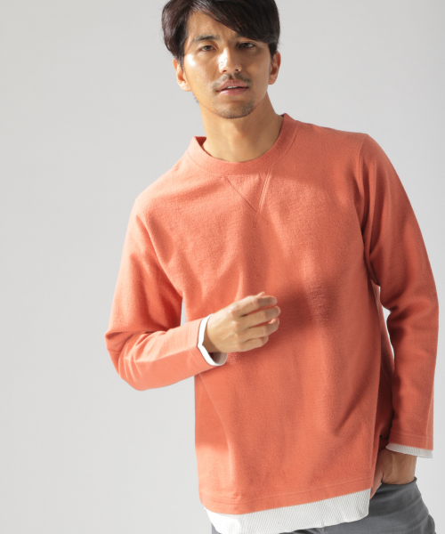 BAYFLOW（ベイフロー）の「キモウフェイクレイヤードプルオーバー（Tシャツ/カットソー・メンズ・ベージュ/ネイビー/オフホワイト/オレンジ・SMALL/MEDIUM/LARGE）」の10枚目の写真