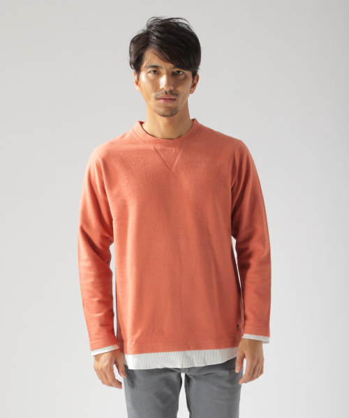 BAYFLOW（ベイフロー）の「キモウフェイクレイヤードプルオーバー（Tシャツ/カットソー・メンズ・ベージュ/ネイビー/オフホワイト/オレンジ・SMALL/MEDIUM/LARGE）」の11枚目の写真