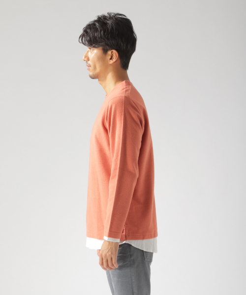 BAYFLOW（ベイフロー）の「キモウフェイクレイヤードプルオーバー（Tシャツ/カットソー・メンズ・ベージュ/ネイビー/オフホワイト/オレンジ・SMALL/MEDIUM/LARGE）」の12枚目の写真