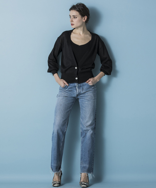 Emma Taylor（エマテイラー）の「14Gパールボタンコンパクトカーディガン（カーディガン/ボレロ・レディース・ホワイト/ブラック/グリーン・FREE）」の8枚目の写真