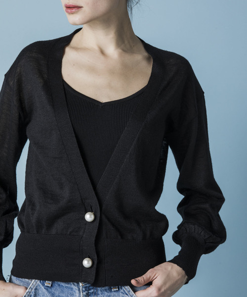Emma Taylor（エマテイラー）の「14Gパールボタンコンパクトカーディガン（カーディガン/ボレロ・レディース・ホワイト/ブラック/グリーン・FREE）」の21枚目の写真
