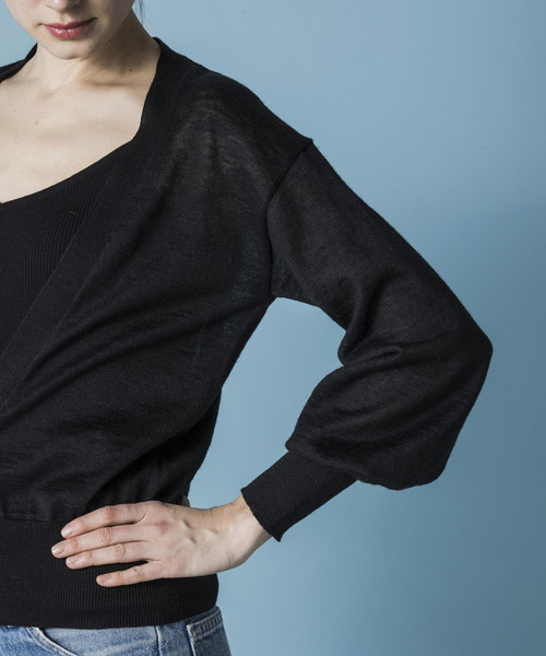 Emma Taylor（エマテイラー）の「14Gパールボタンコンパクトカーディガン（カーディガン/ボレロ・レディース・ホワイト/ブラック/グリーン・FREE）」の16枚目の写真