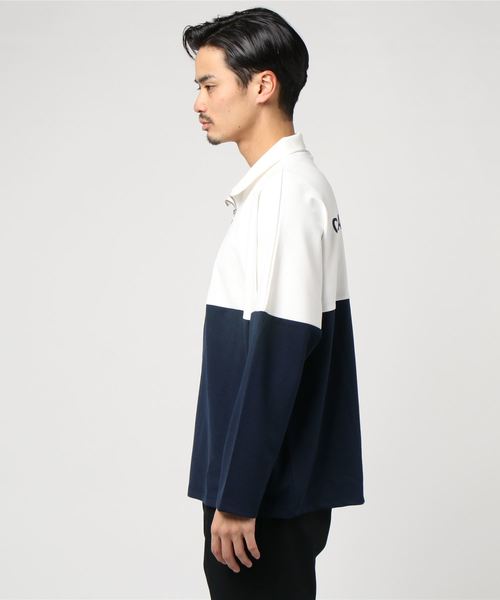 WEGO(ウィゴー)の「WEGO/ドルマンスリーブハーフジップビッグシルエットプルオーバー(スウェット・メンズ・ホワイト/ブラック・MEDIUM/LARGE)」の3枚目の写真