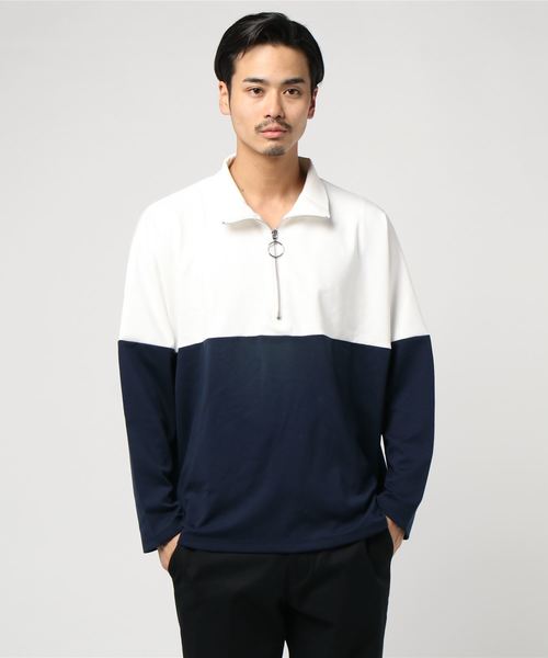 WEGO(ウィゴー)の「WEGO/ドルマンスリーブハーフジップビッグシルエットプルオーバー(スウェット・メンズ・ホワイト/ブラック・MEDIUM/LARGE)」の7枚目の写真