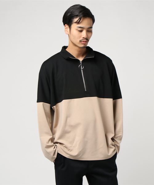 WEGO(ウィゴー)の「WEGO/ドルマンスリーブハーフジップビッグシルエットプルオーバー(スウェット・メンズ・ホワイト/ブラック・MEDIUM/LARGE)」の6枚目の写真