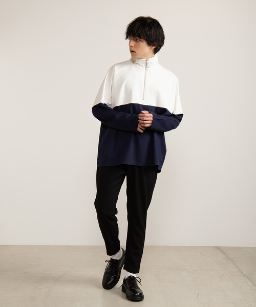 WEGO(ウィゴー)の「WEGO/ドルマンスリーブハーフジップビッグシルエットプルオーバー(スウェット・メンズ・ホワイト/ブラック・MEDIUM/LARGE)」の10枚目の写真