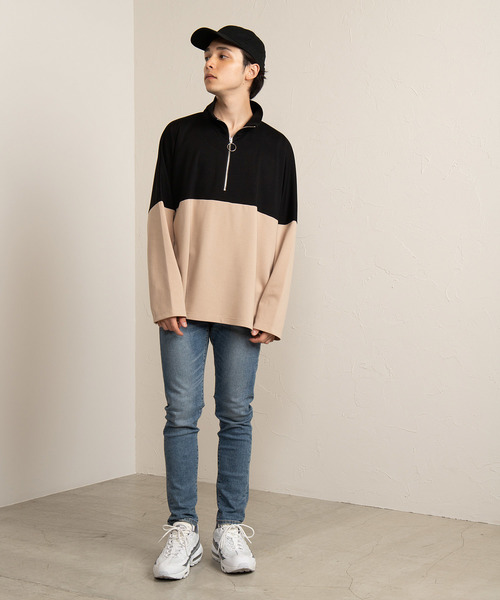 WEGO(ウィゴー)の「WEGO/ドルマンスリーブハーフジップビッグシルエットプルオーバー(スウェット・メンズ・ホワイト/ブラック・MEDIUM/LARGE)」の17枚目の写真