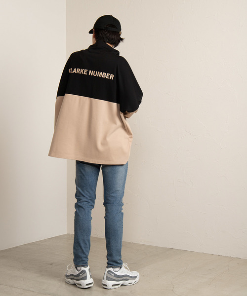 WEGO(ウィゴー)の「WEGO/ドルマンスリーブハーフジップビッグシルエットプルオーバー(スウェット・メンズ・ホワイト/ブラック・MEDIUM/LARGE)」の8枚目の写真