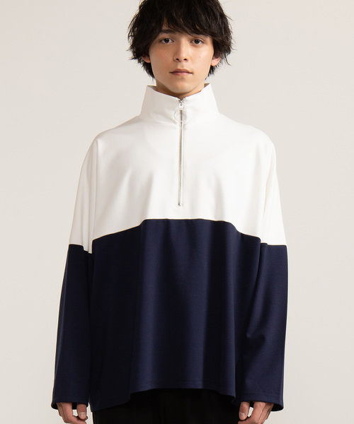 WEGO(ウィゴー)の「WEGO/ドルマンスリーブハーフジップビッグシルエットプルオーバー(スウェット・メンズ・ホワイト/ブラック・MEDIUM/LARGE)」の11枚目の写真