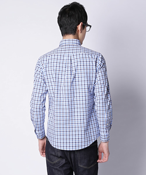 green label relaxing（グリーンレーベルリラクシング）の「OX COMBI ギンガムチェックシャツ ◆（シャツ/ブラウス・メンズ・ケリー/コバルトブルー・LARGE/MEDIUM/X-LARGE/SMALL）」の7枚目の写真