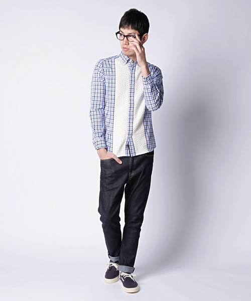 green label relaxing（グリーンレーベルリラクシング）の「OX COMBI ギンガムチェックシャツ ◆（シャツ/ブラウス・メンズ・ケリー/コバルトブルー・LARGE/MEDIUM/X-LARGE/SMALL）」の8枚目の写真