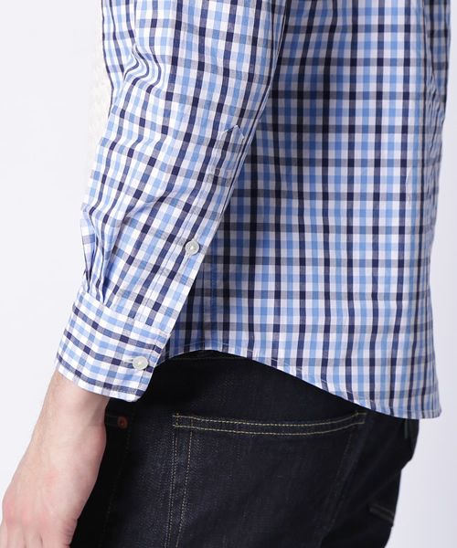 green label relaxing（グリーンレーベルリラクシング）の「OX COMBI ギンガムチェックシャツ ◆（シャツ/ブラウス・メンズ・ケリー/コバルトブルー・LARGE/MEDIUM/X-LARGE/SMALL）」の4枚目の写真