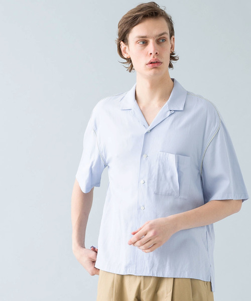 Name.（ネーム）の「【Name.】リネンレーヨンハーフスリーブ開襟シャツ / NMSH-19SS-001（シャツ/ブラウス・メンズ・オフホワイト/サックスブルー・0/1）」の2枚目の写真