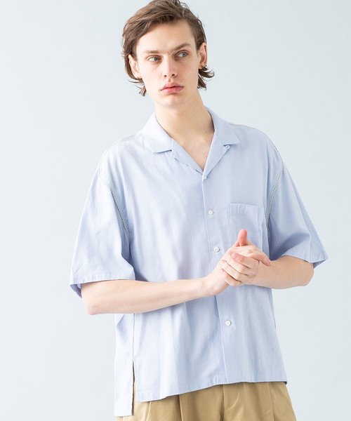 Name.（ネーム）の「【Name.】リネンレーヨンハーフスリーブ開襟シャツ / NMSH-19SS-001（シャツ/ブラウス・メンズ・オフホワイト/サックスブルー・0/1）」の5枚目の写真