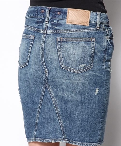 goa（ゴア）の「10OZ ｽﾄﾚｯﾁﾃﾞﾆﾑひざ丈スカート（デニムスカート・レディース・ブルー・1/2）」の5枚目の写真