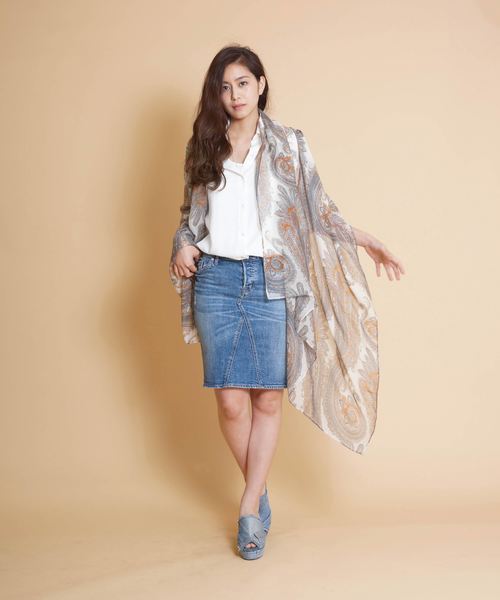 goa（ゴア）の「10OZ ｽﾄﾚｯﾁﾃﾞﾆﾑひざ丈スカート（デニムスカート・レディース・ブルー・1/2）」の10枚目の写真