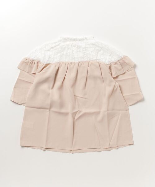Culture Medium(カルチャーミディアム)の「ジョーゼットレイヤード風オフショル5分袖プルオーバー(Tシャツ/カットソー・レディース・ベージュ/ブラック/オフホワイト/サックスブルー・FREE)」の6枚目の写真