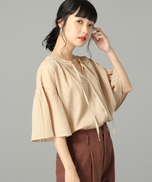 LOWRYS FARM(ローリーズファーム)の「ヨウリュウブラウスSS 841186(シャツ/ブラウス・レディース・オフホワイト/エンジ/ベージュ/ブラック・FREE)」の3枚目の写真
