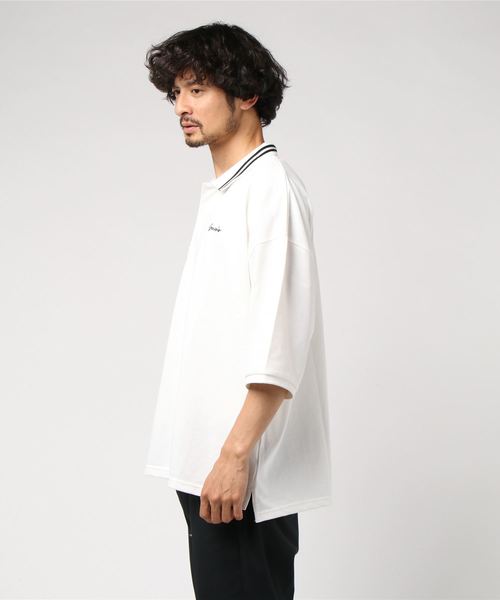 WEGO（ウィゴー）の「WEGO/カラーラインビッグシルエット5分袖ポロシャツ（ポロシャツ・メンズ・ホワイト/ベージュ/ホワイト系その他/ライトパープル・MEDIUM/LARGE）」の5枚目の写真