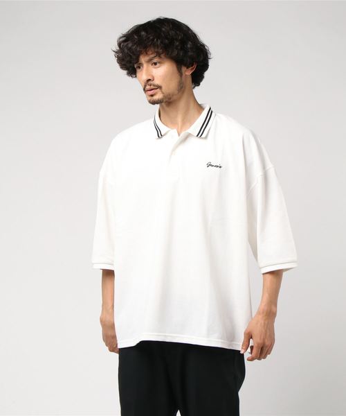 WEGO（ウィゴー）の「WEGO/カラーラインビッグシルエット5分袖ポロシャツ（ポロシャツ・メンズ・ホワイト/ベージュ/ホワイト系その他/ライトパープル・MEDIUM/LARGE）」の15枚目の写真