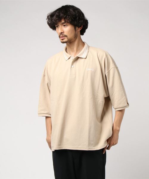 WEGO（ウィゴー）の「WEGO/カラーラインビッグシルエット5分袖ポロシャツ（ポロシャツ・メンズ・ホワイト/ベージュ/ホワイト系その他/ライトパープル・MEDIUM/LARGE）」の7枚目の写真