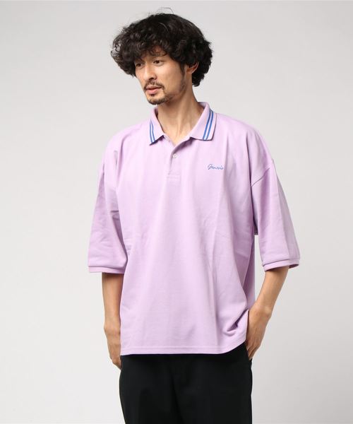 WEGO（ウィゴー）の「WEGO/カラーラインビッグシルエット5分袖ポロシャツ（ポロシャツ・メンズ・ホワイト/ベージュ/ホワイト系その他/ライトパープル・MEDIUM/LARGE）」の17枚目の写真