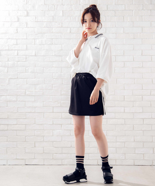 WEGO（ウィゴー）の「WEGO/カラーラインビッグシルエット5分袖ポロシャツ（ポロシャツ・メンズ・ホワイト/ベージュ/ホワイト系その他/ライトパープル・MEDIUM/LARGE）」の9枚目の写真