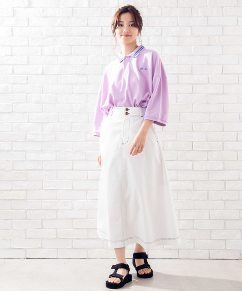 WEGO（ウィゴー）の「WEGO/カラーラインビッグシルエット5分袖ポロシャツ（ポロシャツ・メンズ・ホワイト/ベージュ/ホワイト系その他/ライトパープル・MEDIUM/LARGE）」の13枚目の写真