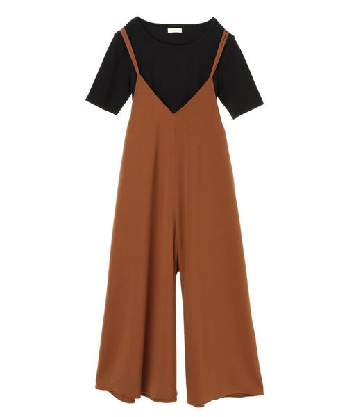 earth music&ecology(アースミュージックアンドエコロジー)の「SET2点サロペット+半袖プルオーバー(サロペット/オーバーオール・レディース・ブラック/ライトブラウン/ドット・FREE)」の6枚目の写真