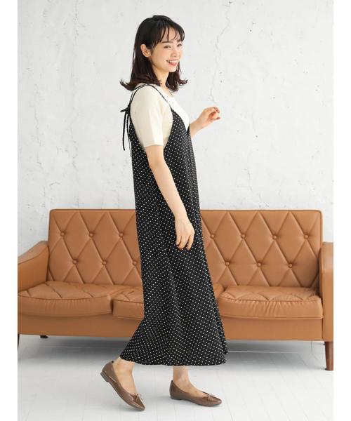 earth music&ecology(アースミュージックアンドエコロジー)の「SET2点サロペット+半袖プルオーバー(サロペット/オーバーオール・レディース・ブラック/ライトブラウン/ドット・FREE)」の8枚目の写真