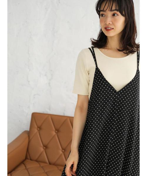 earth music&ecology(アースミュージックアンドエコロジー)の「SET2点サロペット+半袖プルオーバー(サロペット/オーバーオール・レディース・ブラック/ライトブラウン/ドット・FREE)」の10枚目の写真