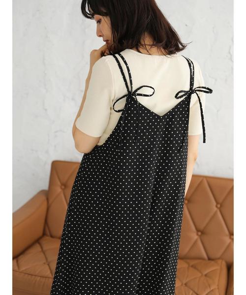 earth music&ecology(アースミュージックアンドエコロジー)の「SET2点サロペット+半袖プルオーバー(サロペット/オーバーオール・レディース・ブラック/ライトブラウン/ドット・FREE)」の11枚目の写真