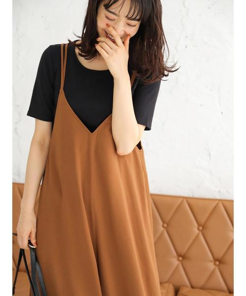 earth music&ecology(アースミュージックアンドエコロジー)の「SET2点サロペット+半袖プルオーバー(サロペット/オーバーオール・レディース・ブラック/ライトブラウン/ドット・FREE)」の15枚目の写真