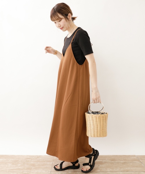 earth music&ecology(アースミュージックアンドエコロジー)の「SET2点サロペット+半袖プルオーバー(サロペット/オーバーオール・レディース・ブラック/ライトブラウン/ドット・FREE)」の2枚目の写真