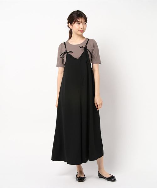 earth music&ecology(アースミュージックアンドエコロジー)の「SET2点サロペット+半袖プルオーバー(サロペット/オーバーオール・レディース・ブラック/ライトブラウン/ドット・FREE)」の4枚目の写真