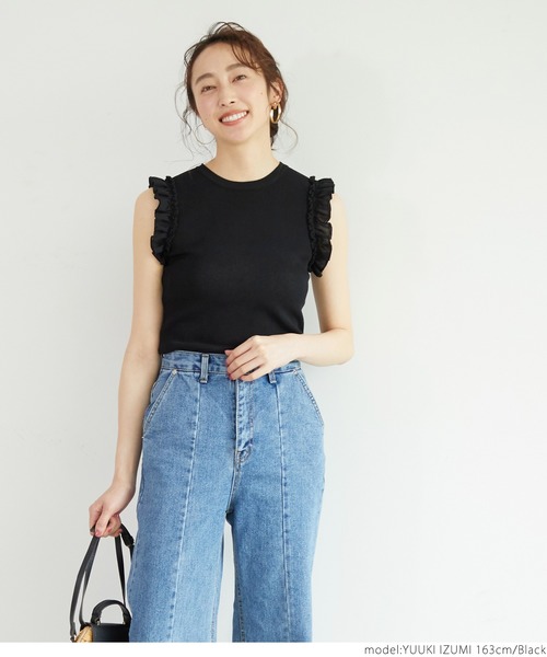 coca(coca)(コカ)の「袖フリルニット(ニット/セーター・レディース・ブラック・ONE SIZE)」の6枚目の写真